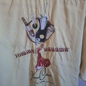 Tommy Bahama Silk Camp Shirt Yellow Embroidered Back Men's XL